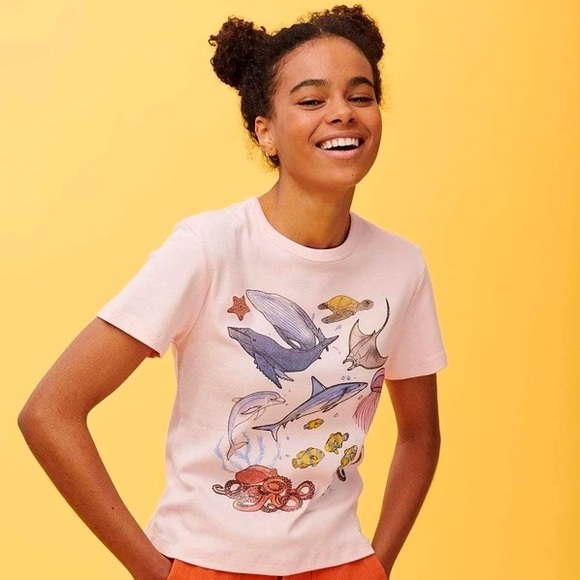 Lucy & Yak Tops Lucy Yak Ocean Creatures Organic Cotton Shirt